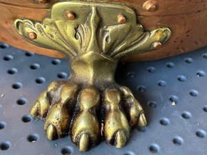 lot 9 image: Pair of Copper and Brass Planters with Claw Feet