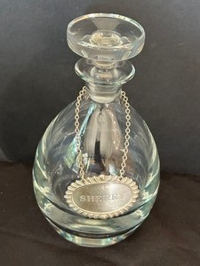 lot 98 image: Vintage Crystal Liquor Decanter with Sterling Sherry Tag