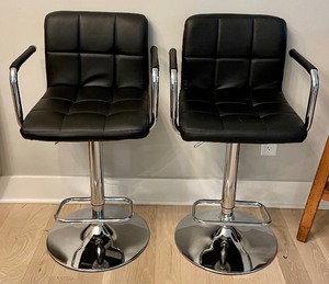 lot 239 image: Pair of Chrome Based Bar Height Stools
