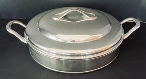 lot 257 image: Two Silver Plated Covered Serving Dishes with Pyrex Inserts