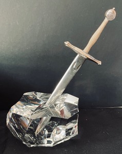 lot 269 image: Steuben Glass Excaliber Paperweight with Sword Letter Opener