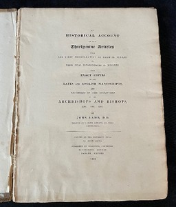 lot 45 image: Vintage Historical Account of the XXXIX Articles Book from 1829  Antique Book The Historical Account of the 39 Articles
