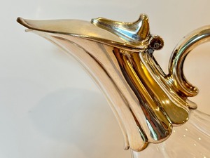 lot 64 image: Vintage Unique Crystal and Silver Plate Duck Wine Decanter