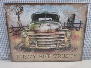 lot 250 image: (G-1) Rusty But Trusty Tin Sign - 1...