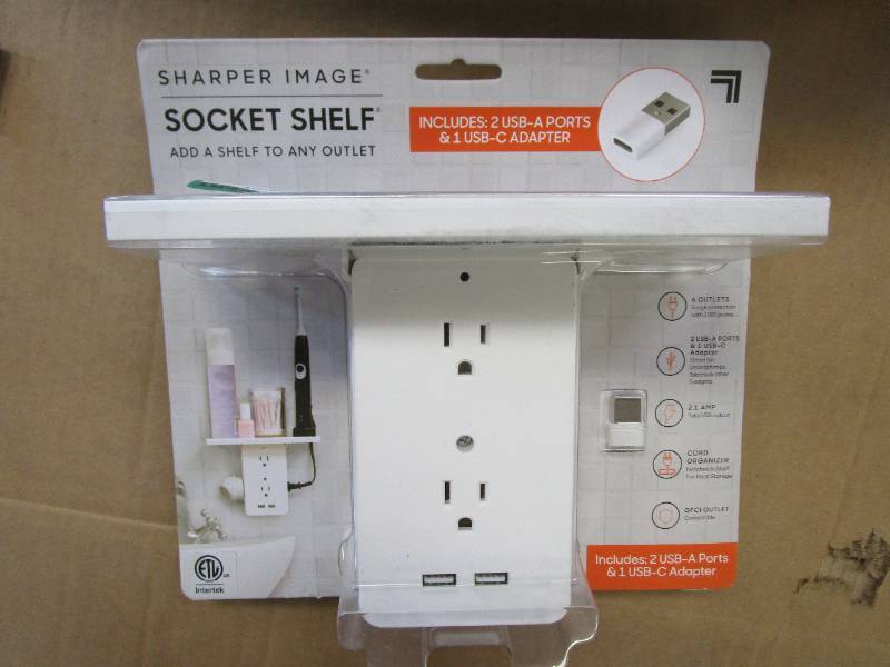 Socket Shelf Cordless Wall Outlet Extender with 6-Outlets and 2