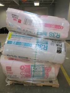 lot 34 image: PALLET OF 7 - Owens Corning R-38 Kraft Faced Fiberglass Insulation Batt 24 in. x 48 in.