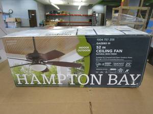 lot 78 image: Hampton Bay Gazebo III 52 in. IndoorOutdoor Natural Iron Ceiling Fan with Light Kit (OPEN BOX)