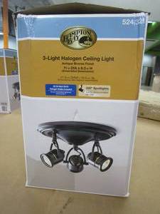 lot 83 image: Hampton Bay 3-Light Antique Bronze Round-Base Pinhole Ceiling Fixture (OPEN BOX)