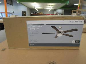 lot 89 image: Trice 56 in. LED Brushed Nickel Ceiling Fan (OPEN BOX)