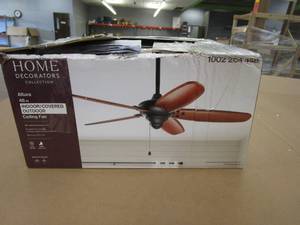 lot 94 image: Home Decorators Collection Altura 48 in. IndoorOutdoor Oil-Rubbed Bronze Ceiling Fan with Downrod and Reversible Motor Light Kit Adaptable (OPEN BOX)