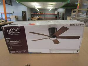 lot 95 image: Home Decorators Collection Britton 52 in. Integrated LED Indoor Matte Black Ceiling Fan with Light Kit and Remote Control (OPEN BOX)