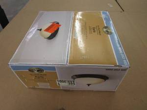 lot 96 image: Hampton Bay Earle 15 in. 2-Light Oil-Rubbed Bronze Flush Mount with Glass Shade (OPEN BOX)