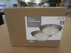 lot 97 image: 13 in. 2-Light Brushed Nickel Flush Mount (2-Pack) (OPEN BOX)
