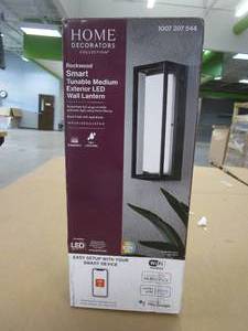 lot 98 image: Home Decorators Collection Rockwood Black Wall Lantern Sconce with Color Changing Light Modern 1-Light LED Outdoor (OPEN BOX)