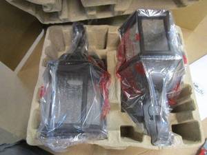 lot 129 image: Hampton Bay 1-Light Bronze Outdoor Wall Light Fixture with Seeded Glass (2-Pack) (OPEN BOX)