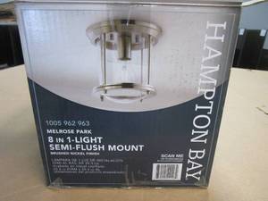 lot 145 image: Hampton Bay Melrose Park 8 in. 1-Light Brushed Nickel Flush Mount (OPEN BOX)