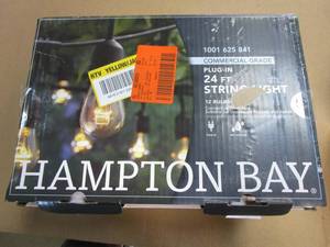 lot 146 image: Hampton Bay 12-Light 24 ft. Black Commercial Incandescent String Light (OPEN BOX)