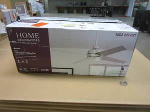 lot 148 image: Home Decorators Collection Mercer 52 in. LED Indoor Brushed Nickel Ceiling Fan with Light Kit and Remote Control (OPEN BOX)