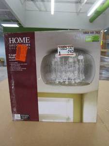 lot 73 image: Home Decorators Collection 5-Light Chrome Glass Integrated LED Flush Mount with Clear Glass Beads (OPEN BOX)