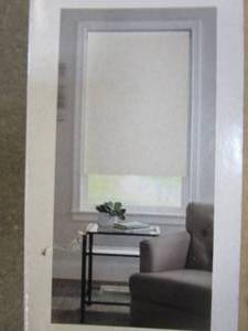 lot 102 image: StyleWell Beige Cordless Blackout Fabric Roller Shade 73.25 in. W x 72 in. L (OPEN BOX)