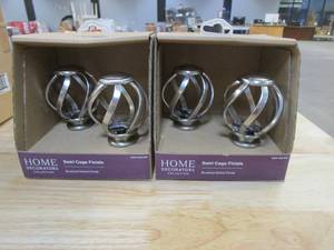 lot 154 image: LOT OF 2 - Home Decorators Collection Mix and Match Swirl Cage 1 in. Curtain Rod Finial in Brushed Nickel (2-Pack)