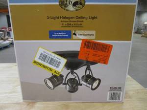 lot 158 image: Hampton Bay 3-Light Antique Bronze Round-Base Pinhole Ceiling Fixture (OPEN BOX)