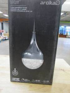 lot 176 image: Artika Glitzer 6.5-Watt Integrated LED Chrome Modern Hanging Mini Pendant Light Fixture for Kitchen Island or Living Room (OPEN BOX)