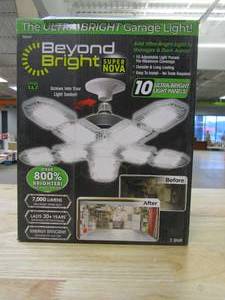 lot 177 image: BEYOND BRIGHT 60-Watt Ultra Bright LED Light Bulb 6500K with 10 Adjustable Light Panels (OPEN BOX)