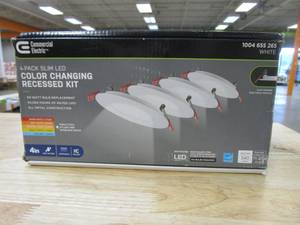 lot 187 image: Commercial Electric Ultra Slim 4 in. Color Selectable New Construction and Remodel Canless Recessed Integrated LED Kit (4-Pack)