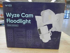 lot 188 image: WYZE Wired Outdoor Wi-Fi Floodlight Home Security Camera (OPEN BOX)