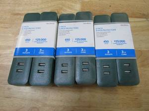 lot 170 image: LOT OF 3 - 3 ft. 3-Outlet 2-USB Surge Protector (2-Pack)