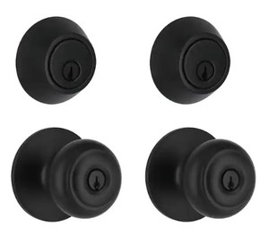 lot 196 image: Defiant Hartford Matte Black Single Cylinder Keyed Entry Project Pack Combo Pack - NEW SOLD AS IS