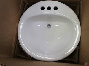 lot 208 image: Glacier Bay Drop-In Bathroom Sink in White (OPEN BOX)