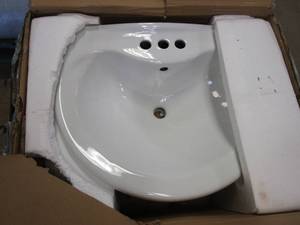 lot 209 image: Glacier Bay Shelburne 20.20 in. Pedestal Sink Basin in White (OPEN BOX)