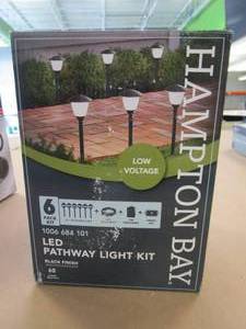 lot 225 image: Hampton Bay Lamar Park Low Voltage Black Integrated LED Path Lights with Easy Clip Connectors (6-Pack) (OPEN BOX)
