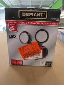 lot 226 image: Defiant 180 Degree Integrated LED Motion Sensor Black Outdoor Twin Head Flood Light (OPEN BOX)
