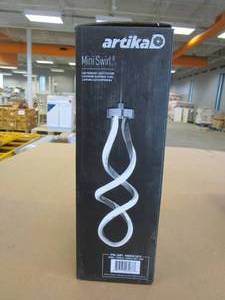 lot 246 image: Artika Swirl 13-Watt Integrated LED Chrome Modern Hanging Mini Pendant Light Fixture for Kitchen Island or Living Room (OPEN BOX)