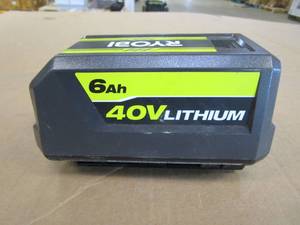 lot 250 image: RYOBI 40-Volt 6.0 Ah High Capacity Lithium-Ion Battery (OUT OF PACKAGING)