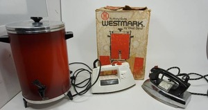 lot 60 image: 2 Irons and Electric Coffee Pot