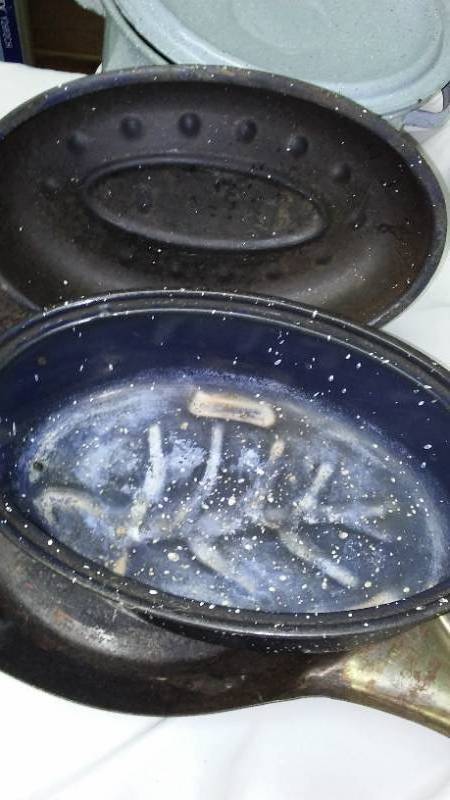 lot 24X image: Enamel Pans And Frying Pan. (2) and More