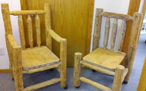 lot 2 image: Log Chairs (2). with castors