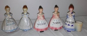 lot 40 image: Pink And Blue Prayer Lady SP Shakers and More.