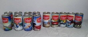lot 100 image: Vintage Schmidt Collector Beer Cans (13), Outdoor Theme