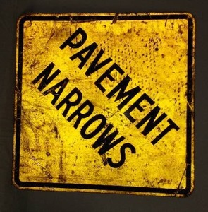 lot 113 image: Metal PAVEMENT NARROWS Sign.