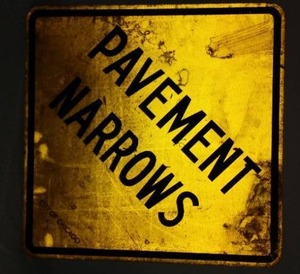 lot 114 image: Metal PAVEMENT NARROWS Sign.