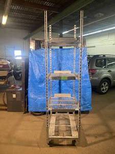 4 shelf steel rolling cart