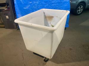 White rolling plastic hamper