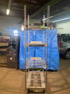 4 shelf steel rolling cart