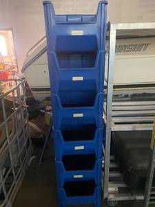 6 Blue Stackable Tote Storage Bins