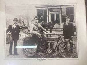3 Vintage Harley Davidson Pictures with Frames.